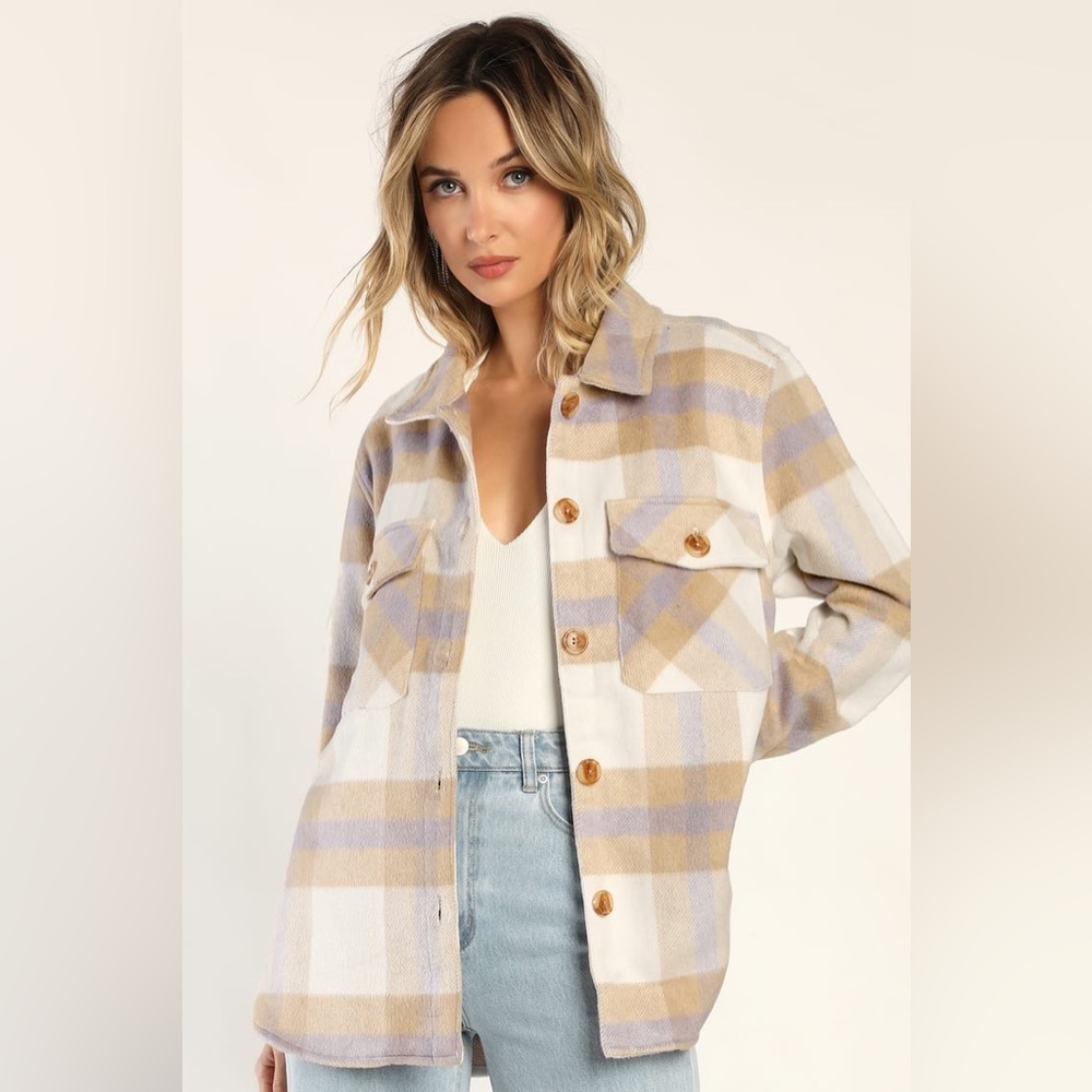 Blank NYC Mountain Top White Multi Plaid Shacket